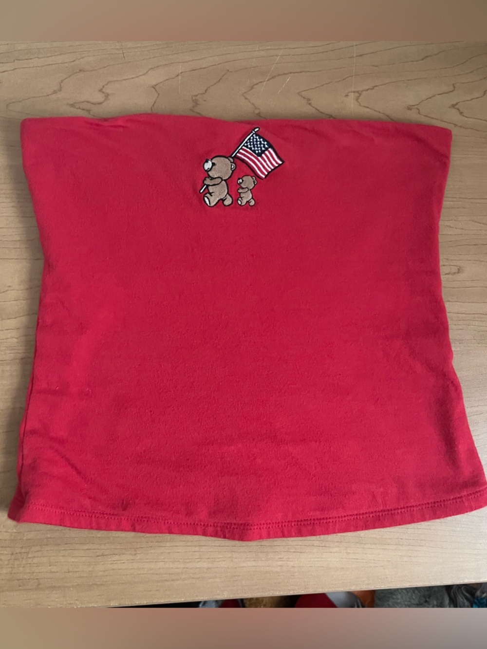 HOLLISTER Taylor Graphic Text Bear Flag Patriotic Tube Top / Size S